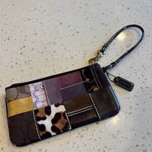 Coach Leopard Signature Patchwork Wristlet Bag! 💜
